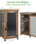 Weatherproof Outdoor Storage Cabinet With Metal Top And Adjustable Shelves Waterproof Potting Bench Table for compact garden tool storage