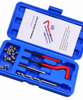 25-Piece M7 X 1.0mm Thread Repair Kit With Insert Set For Auto Repair And Engine Work Pro Grade Heavy Duty High Speed Steel Tools With Red Handle Hand Tool Kit For Damaged Or Worn Threads In Cars Trucks Machinery And Home Maintenance, showing blue case, inserts, and red handle tools.