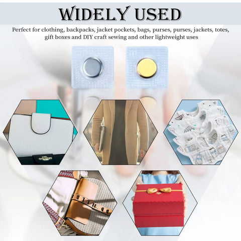 Image showcasing 32 Pairs Invisible Hidden Magnetic Snap Buttons 1.18 Inch Tough As Nails Heavy Duty N33 Strong Magnets used in various applications.