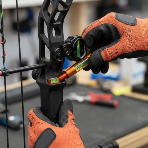 Hand using Two Pack Bow Leveling Kit For Compound Bow Direct Mount Alignment Tools For Nocking Arrow And Sight Setup Aluminum Lightweight
