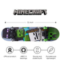 Top view of Minecraft Mob 31 Inch Skateboard With 9-Ply Maple Deck For Cruising, Carving, Tricks And Downhill, showcasing design and size.
