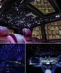 Interior of car with Dual Head RGBW Fiber Optic Light Kit For Home With App Control, Twinkle And Music Modes, Star Ceiling Sky Light installed.
