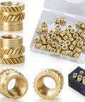 40 Pcs 1/4-20 Brass Heat Set Threaded Inserts For 3D Printing And Plastic Parts Knurled Imperial Inserts For PLA PETG ABS Resin