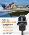 Boat moving on water with Priming Start Pump Replacement For 8HP To 20HP 4 Stroke Carb Outboard Engines With Manual Choke (2005-2008) displayed.