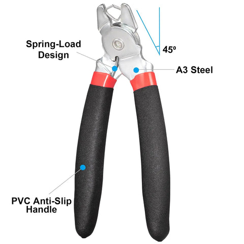 Angled Hog Ring Pliers Kit With 360 Pcs Hog Rings In 3/4 1/2 And 3/8 Inch Galvanized Steel Spring Loaded A3 For Upholstery