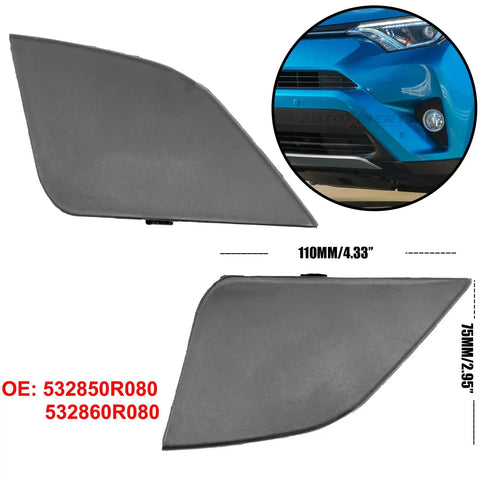 RAV4 AX40 Tow Hook Eye Cover Caps Front Left and Right Replacement Set For 2016 2017 2018 Bumpers Two Piece Easy Install Durable ABS