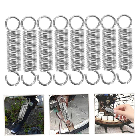 8 Piece Small Extension And Compression Springs With Hook Ends Made From Heavy Duty Stainless Steel For Electric Vehicle Supports And Ladder Feet Reliable Spring Kit That Handles Heavy Loads No Hassle, 8 springs with hooks