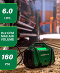 Go-To 18V MultiVolt Cordless Dual Function Inflator With High Pressure And High Volume Modes 160 PSI Max LED Light tool beside tire