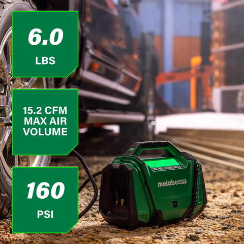 Go-To 18V MultiVolt Cordless Dual Function Inflator With High Pressure And High Volume Modes 160 PSI Max LED Light tool beside tire