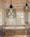 Industrial Plug In Pendant Light With Black Cage Fixture On Off Switch E26 Socket Vintage Farmhouse Hanging Light for Bathroom