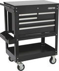 30-Inch 5-Drawer Mechanic's Tool Cart With Rolling Workstation and Built-In Toolbox, Heavy-Duty Steel Cart, front view