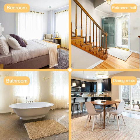 Triangular Anti Slip Rug Grippers For Flat Rugs Reusable And Washable Clear 8 Pack Keeps Rugs In Place on various floors.