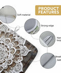 Close-up of Dish Drying Mat With Abstract Flowers In White For Kitchen Counter showing features like soft material and hanging loop.