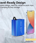 Road Trip Ready 150W Car Power Inverter Dc 12V To 110V Ac Converter with compact blue design next to a smartphone.