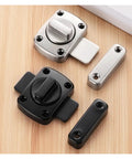Push Pull Cabinet Door Latch With Thickened Bolt For Stable Locking, Reversible Left Right Installation shown in silver and black