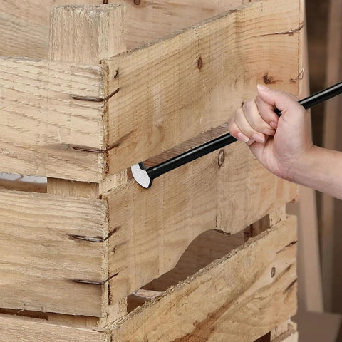 Heavy Duty 18 Inch Extendable Pry Bar Featuring Adjustable Indexing Leverage For Stubborn Tire Beads Quick Rim Cleaning Crafted From CRV Steel With Sure Grip For Every Auto Shop Grind removing wood from a crate