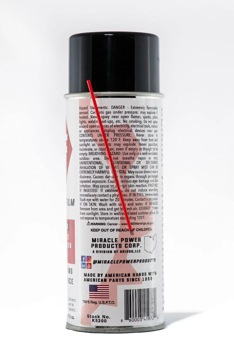Back view of Your Go To Dry Graphite Film Spray Anticorrosive Lubricant For Metal Surfaces with black cap and red straw attachment.