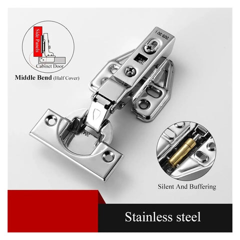 Heavy Duty Stainless Steel Hydraulic Hinge Set For Cabinets And Furniture, Thickened Damper Buffers, Soft Close Mechanism, Pro Grade Hardware