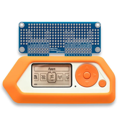Prototyping Board Kit For Flipper Zero Expansion, Blue Breadboard Set Above Flipper Zero Device with Screen and Buttons