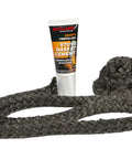Front view: Rutland wood stove gasket rope, 3/4 in x 7 ft, black graphite-impregnated gasket with adhesive tube