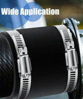 Close-up of Four Pack Flexible PVC Couplings With Stainless Steel Clamps For Plastic And Copper Plumbing 2 Inch Easy Fit