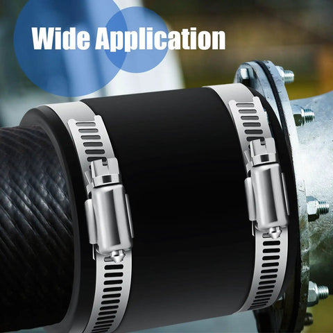 Close-up of Four Pack Flexible PVC Couplings With Stainless Steel Clamps For Plastic And Copper Plumbing 2 Inch Easy Fit