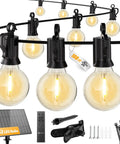108 Feet Solar String Lights Outdoor With Remote And USB Port Dimmable Timable Three Modes Shatterproof Bulbs