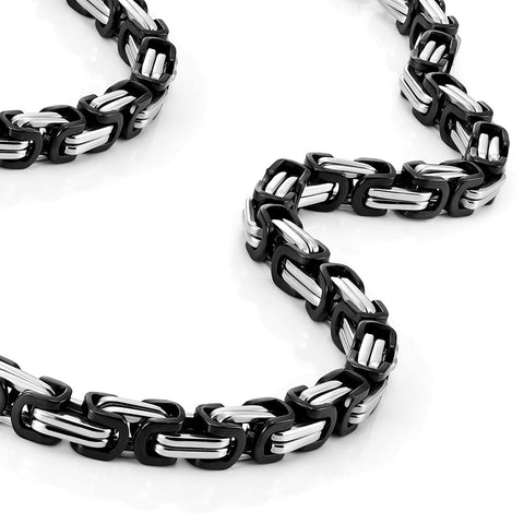 Mechanic Style Stainless Steel Mens Necklace With Silver And Black Chain Dope Industrial Look For Everyday Wear