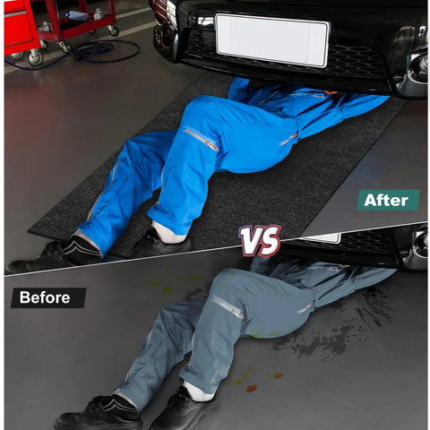 Comparison image of mechanic on 36x60 Inch Oil Drip Mat For Garage And Driveway, Reusable Absorbent Spill Pad With Waterproof Non Slip Backing, Stain Resistant For Motorcycle And Car Leaks, Heavy Duty Floor Mat