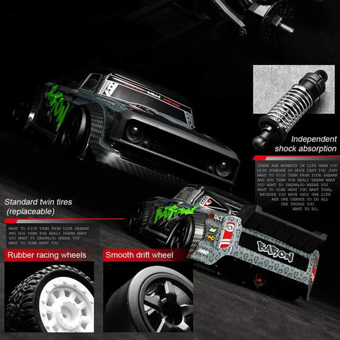 One Sixteen Scale 4WD RC Car With High Speed Drifting Up To Twenty MPH Off Road Buggy 4X4 toy car with drift and rally tires