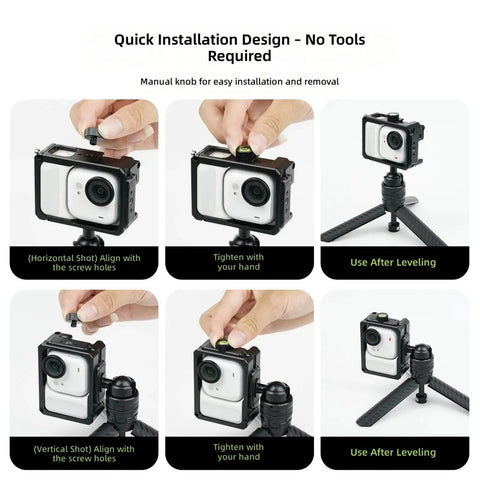 Bubble Spirit Level, Quick Horizon Leveling Tool for Camera Rigs, showing easy installation on action camera.