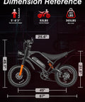 Electric Dirt Bike With 5500W Peak Motor 40 MPH Top Speed 48V 30Ah Battery Hydraulic Brakes Full Suspension side view dimensions