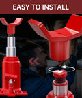 ForoGore Red Bottle Jack Adapter 12 Ton Lift Extender Sleeve for Lowered Cars and Trucks Non Skid Stabilizer Platform in use.