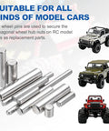 60 Pack 2x10mm Steel Dowel Wheel Pins For DIY RC Cars Trucks Boats Helicopters Hub Nut Replacement Hex Wheel Hub Pins Silver