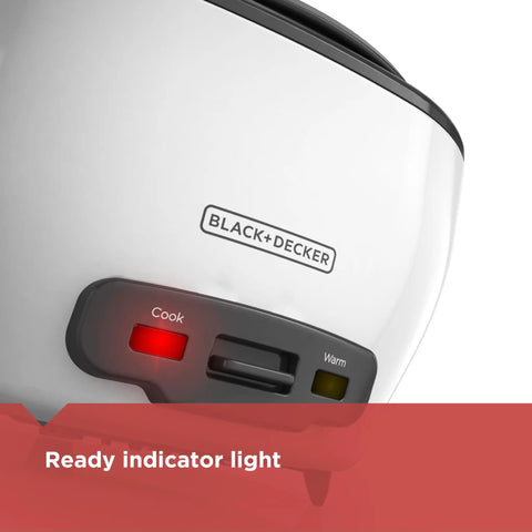 Rice Cooker With 6 Cup Cooked Capacity, No Fuss Steaming Basket And Removable Nonstick Bowl, Auto Keep Warm indicator lights