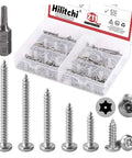 210 Piece Stainless Steel Button Head Torx Sheet Metal Screws Set With Tamper Proof Security, Includes T15 Bit, Size Six