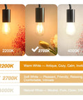 Comparison of 25 Pack 2W S14 LED Bulbs Replacement 2700K vs 2200K and 4000K settings