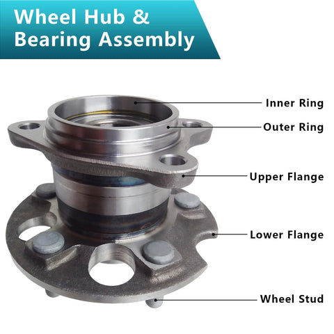 Rear Wheel Bearing Hub Assembly 512284 For Toyota Highlander AWD 2004-2013, Venza AWD 2009-2016, Lexus RX330 RX350 RX400h AWD 2004-2009