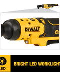 Heavy Duty Brushless Cordless Ratchet 1/2 Inch Drive 20V Max Tool With Smooth Shifting Action And Built In Led Work Light close-up with LED indicator.