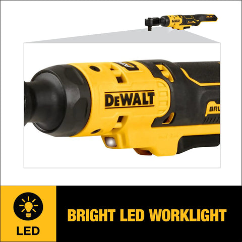 Heavy Duty Brushless Cordless Ratchet 1/2 Inch Drive 20V Max Tool With Smooth Shifting Action And Built In Led Work Light close-up with LED indicator.