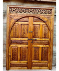 Hand Carved Barn Door Double Doors Brown Finish Custom Size Made To Order Sliding Or Hinged Interior Exterior Front Door Antique
