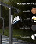 Helluva Strong Outdoor Stair Handrail For Two Or Three Steps Solid Black Wrought Iron showcases durable, weather-resistant materials.