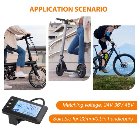 5 Pin E Bike Display For 24V 36V 48V Systems With G51 Color LCD Screen shown on handlebars, application scenarios