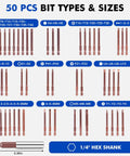 Premium 50 Pc Security Screwdriver Bit Set With S2 Steel Torx Hex Phillips Tamper Proof Bits, Magnetic Precision Driver Kit For Heavy Duty Repair Projects That Slays The Strip Game And Lasts Forever. 50-piece 3.0in 1/4 hex shank bit set