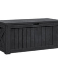 120 Gallon Resin Deck Box Waterproof Outdoor Storage Box For Patio Furniture, Garden Tools And Pool Gear, Large Imitation Wood Look