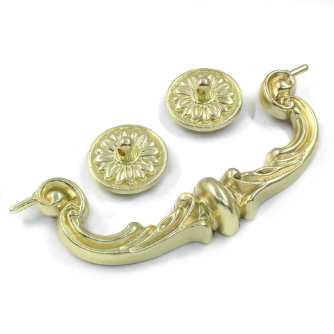 Gold finish 4 Pack 150 Mm Center To Center Pull Handles with drop down bail swing, zinc alloy rustic vintage style antique drawer pulls for cabinets.