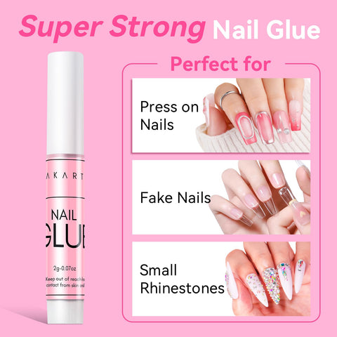 Fast Air Dry Nail Glue For Press On Nails 5-10 Seconds No UV Lamp Needed Hema-Free Strong Bond For Nail Tips and Decor