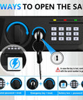 Close-up of electronic keypad and keys for 3.3 Cu Ft Large Fireproof Safe For Home Use With Electronic Keypad And Spare Key Removable Shelf Digital Lock Waterproof Keeps Your Stuff Safe For Cash Documents Jewelry Laptops And Valuables