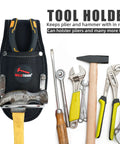 Heavy Duty Hammer And Pliers Holster For Tool Belt, Boss Grade 1680D Polyester Holder with tools, black