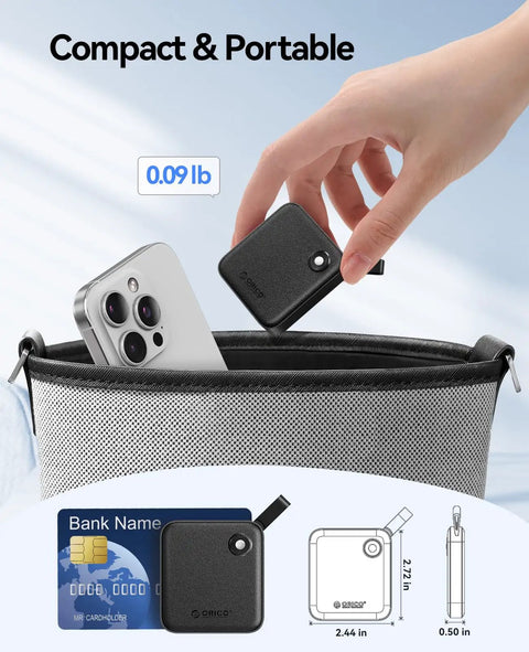 Person placing UltraFast 256GB External SSD with 2 in 1 USB C cable, portable storage for USB C phones, in a small bag.